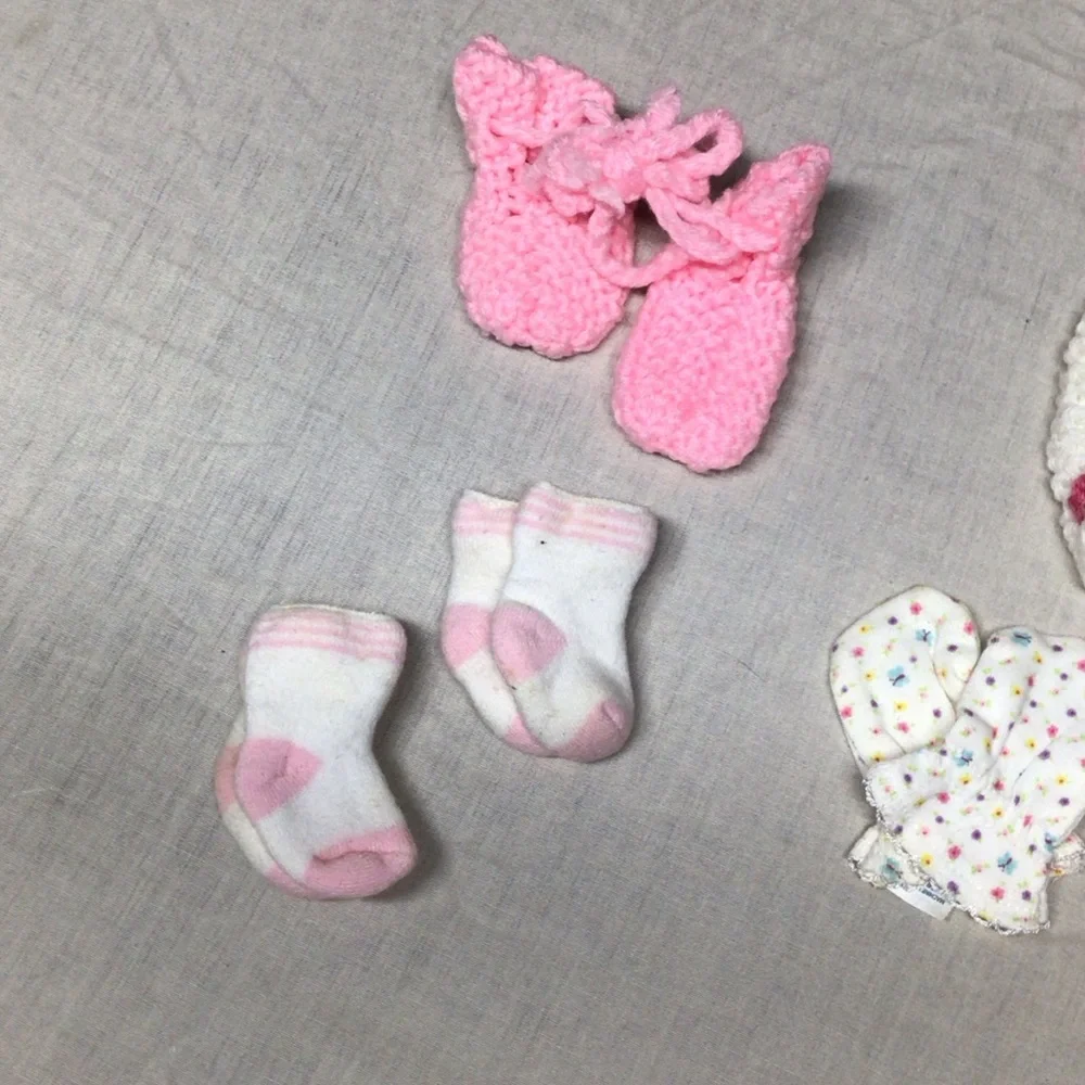 Cozy White and Pink Knitted Baby Mittens